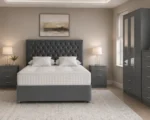 Complete Bedroom Furniture Package - Double Bed - 3 Door Mirror Wardrobe With Two Bottom Drawers - Five Drawer Chest - Two Bedside Tables