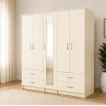 Elegant 5 Door Wardrobe with Mirror | Spacious Hanging & Drawer Storage