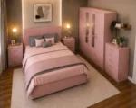 Luxury Pink Double Bed Furniture Set – Four Door Wardrobe with Four Bottom Drawers – Chest of Five Drawers with Two Bedside Tables - Image 2