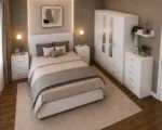 Premium White Bedroom Furniture Set – Double Bed, Four Door Wardrobe with Four Bottom Drawers, Chest of Five Drawers & Two Bedside Tables - Image 2