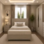 Double Bed Furniture Set - Five Door Wardrobe With One Half Length Mirror And Two Bottom Drawers - Chest of Five Drawers - Two Bedside Tables