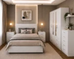 Premium White Bedroom Furniture Set – Double Bed, Four Door Wardrobe with Four Bottom Drawers, Chest of Five Drawers & Two Bedside Tables - Image 3