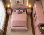 Luxury Pink Double Bed Furniture Set – Four Door Wardrobe with Four Bottom Drawers – Chest of Five Drawers with Two Bedside Tables - Image 4