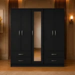 5 Door Mirrored Wardrobe with 4 Bottom Drawers – Stylish Bedroom Storage