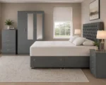 Complete Bedroom Furniture Package - Double Bed - 3 Door Mirror Wardrobe With Two Bottom Drawers - Five Drawer Chest - Two Bedside Tables - Image 2
