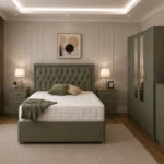Luxury Double Bed Bedroom Set - 4 Door Wardrobe With Two Mirrors And Four Bottom Drawers - Five Drawer Chest - Bedside Table Pair