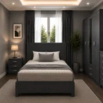 Luxury Bedroom Collection - Five Door Wardrobe With One Half Mirror And Two Storage Drawers - Double Bed - Two Bedside Tables