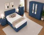 Premium Bedroom Collection - Double Bed - Four Door Mirror Wardrobe With Four Storage Drawers - Two Bedside Tables - Image 2