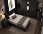 Luxury Bedroom Collection - Five Door Wardrobe With One Half Mirror And Two Storage Drawers - Double Bed - Two Bedside Tables - Image 2