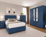 Premium Bedroom Collection - Double Bed - Four Door Mirror Wardrobe With Four Storage Drawers - Two Bedside Tables