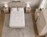 Modern Beige Bedroom Set – Four Door Wardrobe with Four Bottom Drawers – Chest of Five Drawers & Two Bedside Tables - Image 3
