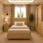 Complete Bedroom Package - Double Bed - 5 Door Half Mirror Wardrobe With Two Bottom Drawers - Chest of Five Drawers