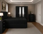 Premium Home Bedroom Furniture - Double Bed - 4 Door Mirror Wardrobe With Four Bottom Drawers - Bedside Table Pair - Image 2
