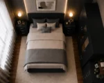 Modern Black Complete Double Bed Furniture Set – Four Door Wardrobe with Four Bottom Drawers – Chest of Five Drawers & Two Bedside Tables - Image 3