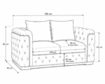 Madrid Grey 2 Seater Sofa – Luxury Velvet Chesterfield Sofa with Gold Accents | UK - Image 5