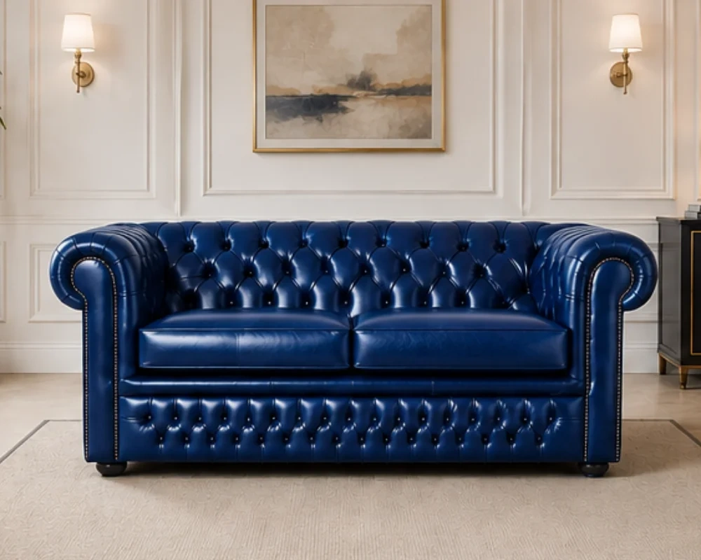 Chesterfield Sofa Chesterfield 3 Seater Sofa for Small Living Spaces - Modern Chesterfield Leather Sofa - 3 Seater Sofa - Image 1
