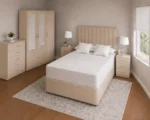 Double Bed Bedroom Set - three Door Wardrobe With Four Drawer - Chest of Five Drawers With Two Bed Side Table - Image 2