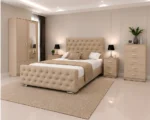 Modern Bedroom Essentials - Double Bed - 2 Door Mirror Wardrobe - Five Drawer Chest - Two Bedside Tables - Image 2