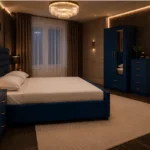 Luxury Double Bed Furniture Collection - Two Door Mirror Wardrobe With Bottom Drawer - Chest of Five Drawers - Bedside Table Pair