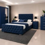 Elegant Bedroom Storage Collection - Double Bed - Two Door Wardrobe With Mirror - Chest of Five Drawers - Two Bedside Tables