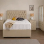 Complete Bedroom Furniture Collection – Double Bed, 3 Door Wardrobe with Two Half Mirrors, Two Bottom Drawers & Chest of Five Drawers