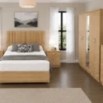 Elegant Bedroom Furniture Bundle - Four Door Mirror Wardrobe With Four Bottom Drawers - Chest of Five Drawers - Double Bed
