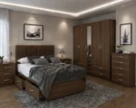 Luxury Bedroom Suite – Double Bed with Five Door Wardrobe, Full Length Mirror & Four Bottom Drawers – Chest of Five Drawers and Two Bed Side Tables - Image 2