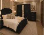 Double Bed Furniture Set - five Door Wardrobe With Four Drawer - Chest of Five Drawers With Two Bed Side Table - Image 5