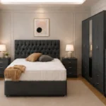 Complete Double Bedroom Suite – Five Door Wardrobe with Full Length Mirror, Four Bottom Drawers, Chest of Five Drawers & Two Bed Side Tables