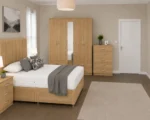 Stylish Bedroom Furniture Collection – Double Bed, Five Door Full Length Mirror Wardrobe & Four Bottom Drawers - Image 3