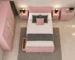 Elegant Double Bed Room Furniture – Five Door Wardrobe, Full Length Mirror, Four Bottom Drawers, Chest of Five Drawers & Bed Side Tables - Image 3