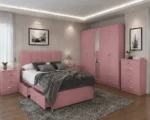 Complete Double Bed Furniture Set – Five Door Wardrobe Featuring Full Length Mirror & Four Drawers – Chest of Five Drawers with 2 Bed Side Tables - Image 2