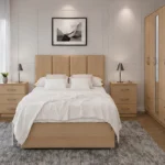 Stylish Double Bed Furniture Set – 5 Door Full Length Mirror Wardrobe with Four Bottom Drawers – Chest of Five Drawers & Two Bed Side Tables
