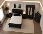 Modern Bedroom Collection with four Door Wardrobe With Four Drawer - Chest of Five Drawers With Two Bed Side Table - Image 2