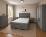 Double Bed Furniture Set - Four Door Wardrobe With Two Mirrors And Four Bottom Drawers - Chest of Five Drawers With Two Bed Side Tables - Image 5