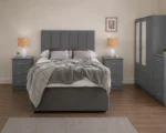 Storage Grey Bedroom Furniture Set - 3 Door Wardrobe with Drawer Bed, Bed Side tables & Chest of drawers