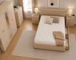 Modern Luxury Bedroom Set – Double Bed, Five Door Wardrobe with Mirror, Four Bottom Drawers & Five Drawer Chest - Image 3