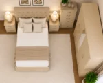 Elegant Home Furniture Set – Double Bed with 5 Door Full Length Mirror Wardrobe, Chest of 5 Drawers & Two Bed Side Tables - Image 2