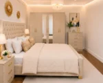 Contemporary Bedroom Collection – 6 Door Wardrobe with Two Full Length Mirrors, Four Bottom Drawers & Double Bed - Image 2
