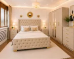 Luxury Master Bedroom Set – 6 Door Wardrobe Featuring Two Long Mirrors, Four Bottom Drawers, Chest of Five Drawers & Two Bed Side Tables