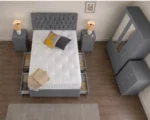 Contemporary Bedroom Furniture Set – Three Door Wardrobe with Dual Half Mirrors, Two Bottom Drawers - Image 3
