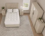 Contemporary Bedroom Furniture – Double Bed, 5 Door Mirrored Wardrobe with Four Bottom Drawers, Five Drawer Chest & Two Matching Bed Side Tables - Image 3