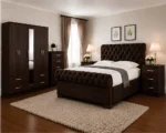 Luxury Master Bedroom Set – Double Bed with 5 Door Wardrobe, Full Length Mirror, Four Bottom Drawers & Two Bed Side Tables - Image 4