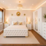 Premium Double Bed Suite – Six Door Wardrobe with Two Long Mirrors, Chest of Five Drawers & Two Bed Side Tables