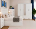 Luxury Bedroom Furniture Set – Double Bed with 5 Door Full Mirror Wardrobe, 4 Bottom Drawers, 5 Drawer Chest & 2 Bed Side Tables - Image 2