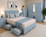 Luxury  Master Bedroom Furniture Set – Double Bed, Five Door Wardrobe with Four Bottom Drawers & Matching Furniture - Image 5