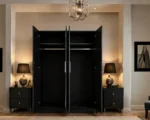 Black High Gloss 4 Door Wardrobe – Luxury Modern Bedroom Storage Cabinet - Image 5