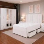 King Size Bed Furniture Set - Six Door Wardrobe With Four Drawer - Chest of Five Drawers With Two Bed Side Table