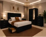 Premium Double Bedroom Collection - Two Door Mirror Wardrobe With Bottom Drawer - Chest of Five Drawers - Two Bedside Tables - Image 4