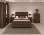 The Ultimate Bedroom Set With Five Door Wardrobe With One Long Mirror - Chest of Five Drawers With Two Bed Side Table - Image 4
